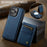 AUTSPACE For iPhone 13 Pro 6.1 inch Case  A12 Leather Phone Case with Detachable Card Bag - Blue - 4