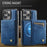 AUTSPACE For iPhone 13 Pro 6.1 inch Case  A12 Leather Phone Case with Detachable Card Bag - Blue - 7