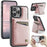 AUTSPACE For iPhone 13 Pro Max 6.7 inch Case  A12 Leather Phone Case with Detachable Card Bag - Rose Gold - 1