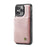 AUTSPACE For iPhone 13 Pro Max 6.7 inch Case  A12 Leather Phone Case with Detachable Card Bag - Rose Gold - 2