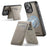 AUTSPACE For iPhone 14 Pro Case  A12 Leather Phone Case with Detachable Card Bag - Grey - 3