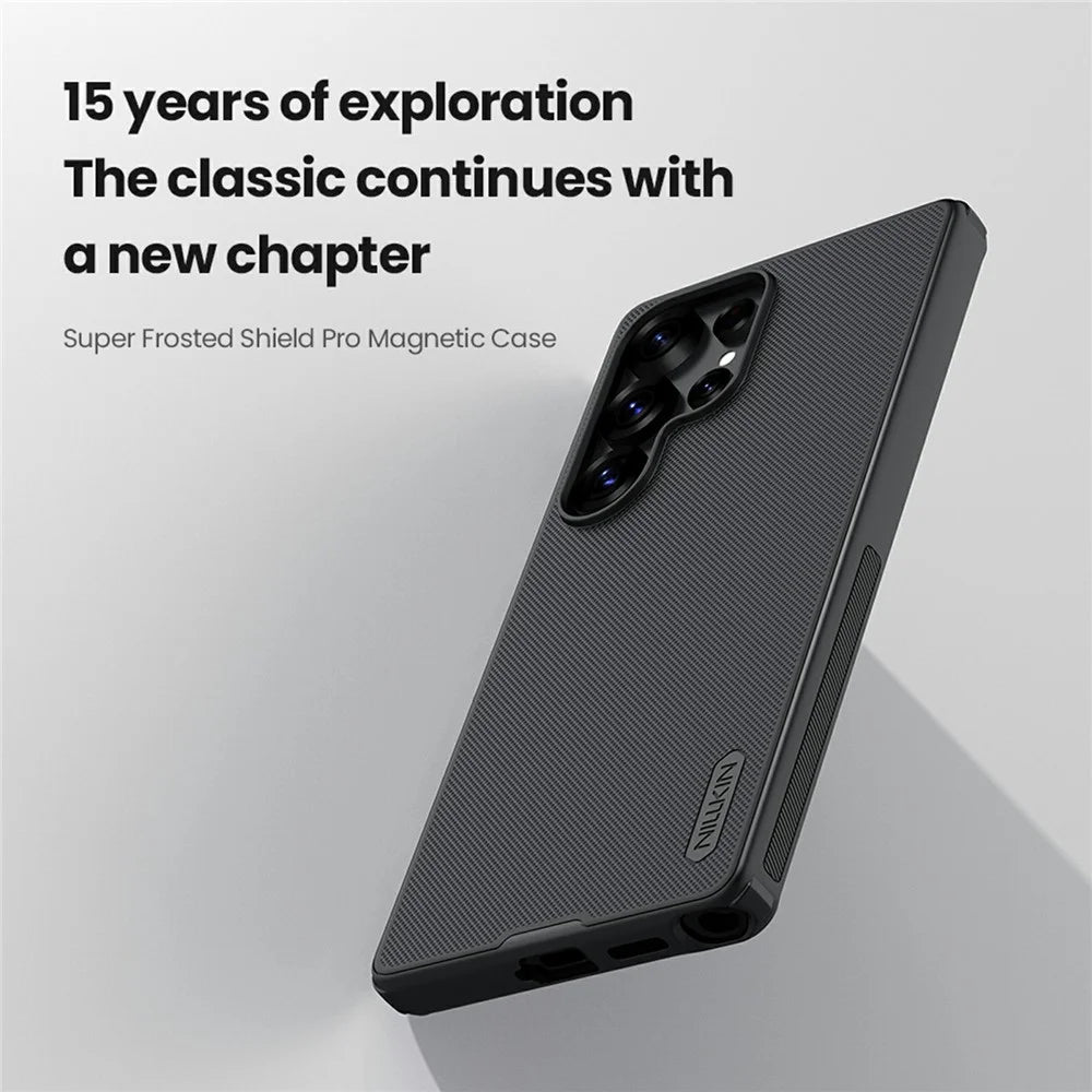NILLKIN Frosted Shield Pro for Samsung Galaxy S25 Ultra Magnetic Case PC+TPU Phone Cover - Black - 5