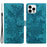 For iPhone 16 Pro Case Imprinted Lace Flowers PU Leather Wallet Phone Cover - Green - 1