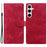 For Samsung Galaxy S24 FE Case Imprinted Lace Flowers PU Leather Wallet Phone Cover - Red - 1