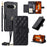 For Google Pixel 9 Pro XL Crossbody Leather Case Ring Buckle Wallet Stand Rhombus Mobile Cover - Black - 1