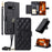 For Google Pixel 9a Crossbody Leather Case Ring Buckle Wallet Stand Rhombus Mobile Cover - Black - 1