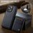 AUTSPACE For iPhone 14 Pro Max Case  A12 Leather Phone Case with Detachable Card Bag - Black - 4