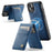 AUTSPACE For iPhone 15 Case  A12 Leather Phone Case with Detachable Card Bag - Blue - 3
