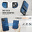 AUTSPACE For iPhone 15 Case  A12 Leather Phone Case with Detachable Card Bag - Blue - 6