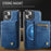 AUTSPACE For iPhone 15 Case  A12 Leather Phone Case with Detachable Card Bag - Blue - 7