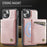 AUTSPACE For iPhone 15 Plus Case  A12 Leather Phone Case with Detachable Card Bag - Rose Gold - 7