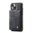 AUTSPACE For iPhone 14 Case  A12 Leather Phone Case with Detachable Card Bag - Black - 2