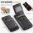 AUTSPACE For iPhone 14 Case  A12 Leather Phone Case with Detachable Card Bag - Black - 5