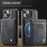 AUTSPACE For iPhone 14 Case  A12 Leather Phone Case with Detachable Card Bag - Black - 7