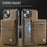 AUTSPACE For iPhone 13 6.1 inch Case  A12 Leather Phone Case with Detachable Card Bag - Coffee - 7