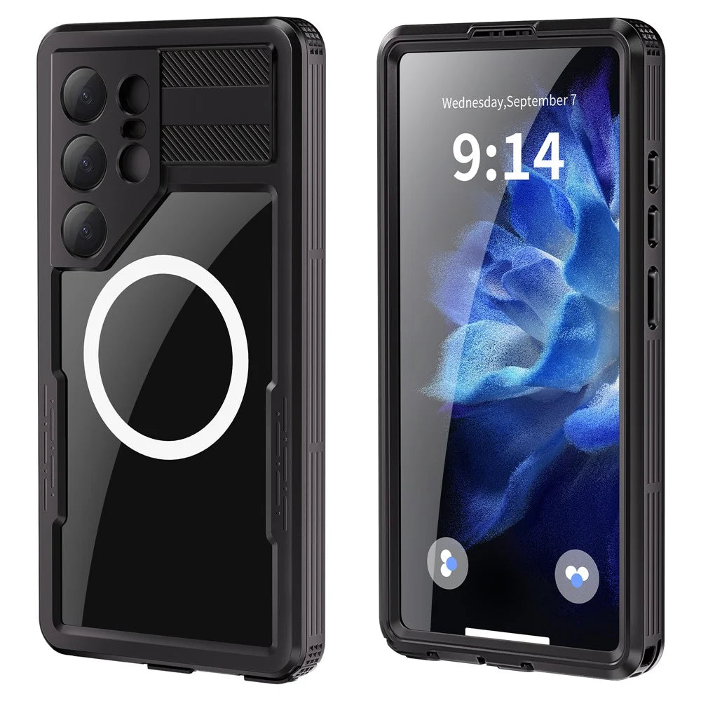 REDPEPPER For Samsung Galaxy S25 Ultra IP68 Waterproof Magnetic Case Clear Phone Cover - Black - 2