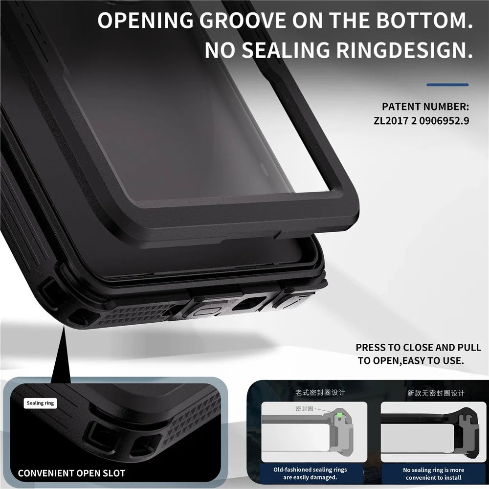 REDPEPPER For Samsung Galaxy S25 Ultra IP68 Waterproof Magnetic Case Clear Phone Cover - Black - 7