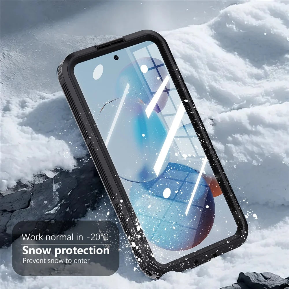 REDPEPPER For Samsung Galaxy S25 IP68 Waterproof Magnetic Case Clear Phone Cover - Black - 6