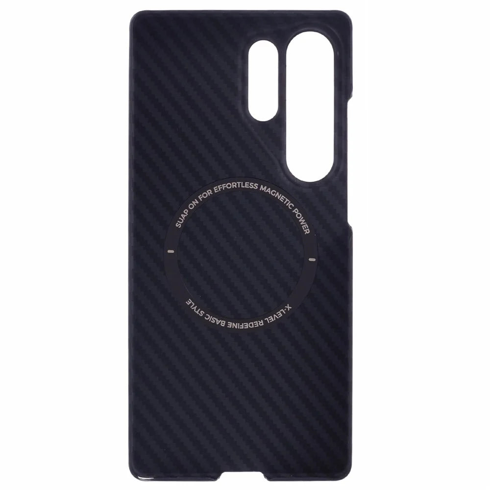 X-LEVEL For Samsung Galaxy S25 Ultra Magnetic Case Ultra-Thin PC Hard Phone Cover Carbon Fiber Texture - Black - 2