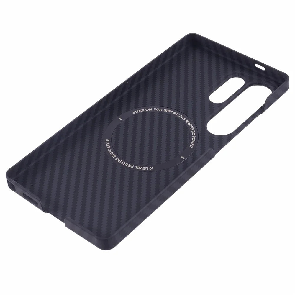 X-LEVEL For Samsung Galaxy S25 Ultra Magnetic Case Ultra-Thin PC Hard Phone Cover Carbon Fiber Texture - Black - 5