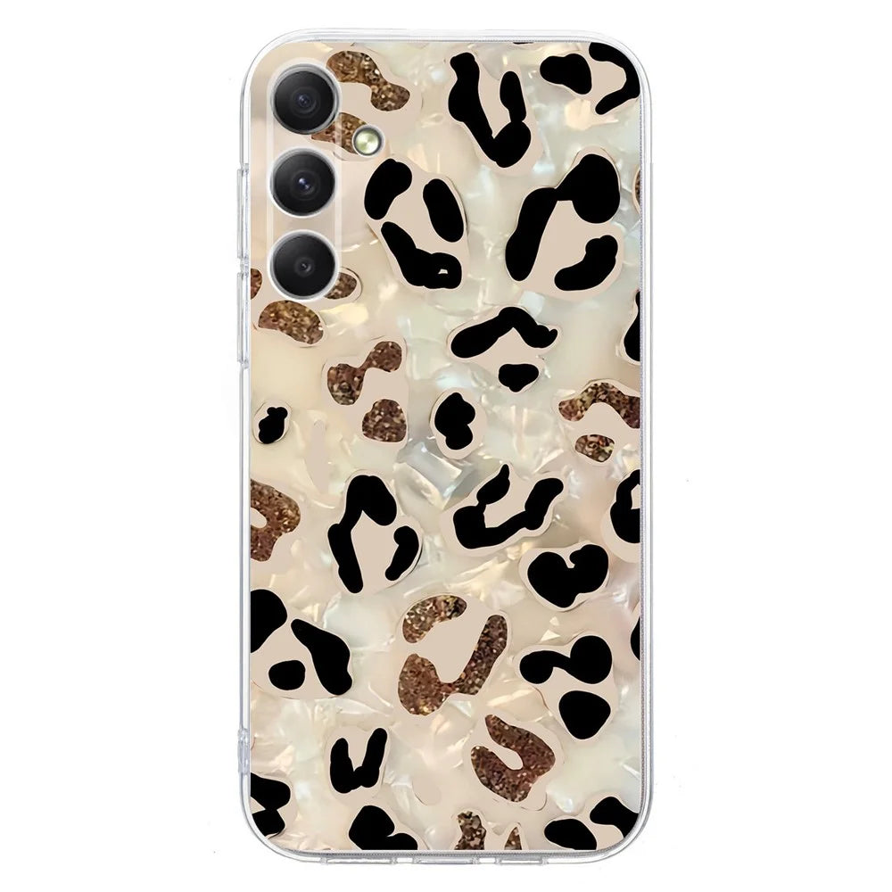 For Samsung Galaxy A56 5G Case Pattern Printing Shockproof Soft TPU Phone Cover - Leopard Print - 1