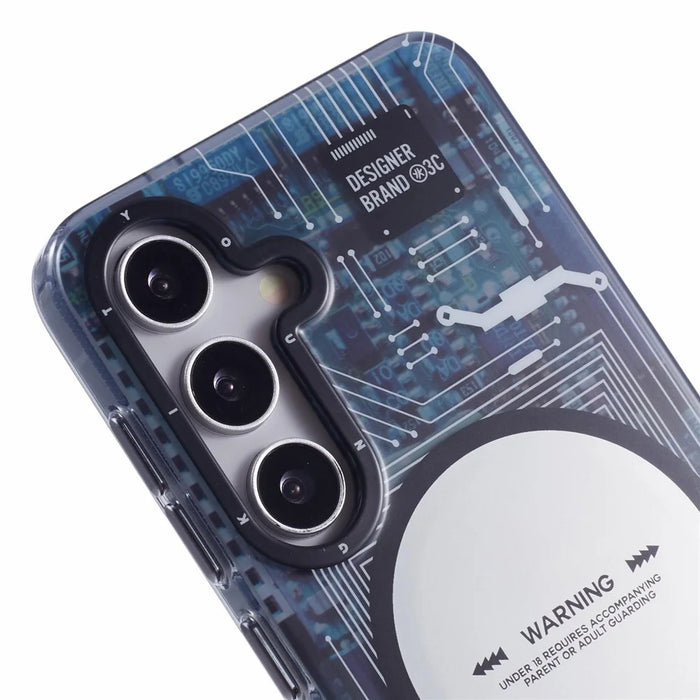 YOUNGKIT For Samsung Galaxy S25 Magnetic Case IMD Circuit Board PC TPU Phone Cover Matte Finish - Grey - 6