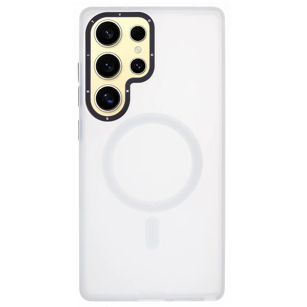 YOUNGKIT For Samsung Galaxy S25 Ultra Matte Magnetic Case PET TPU Shockproof Phone Cover - White - 1