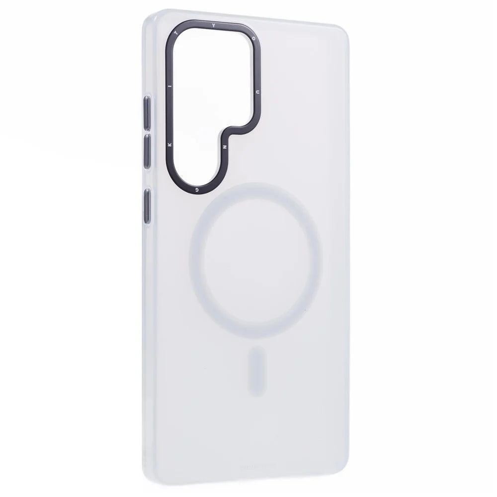 YOUNGKIT For Samsung Galaxy S25 Ultra Matte Magnetic Case PET TPU Shockproof Phone Cover - White - 3