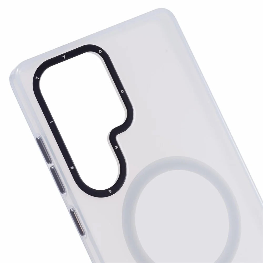 YOUNGKIT For Samsung Galaxy S25 Ultra Matte Magnetic Case PET TPU Shockproof Phone Cover - White - 5