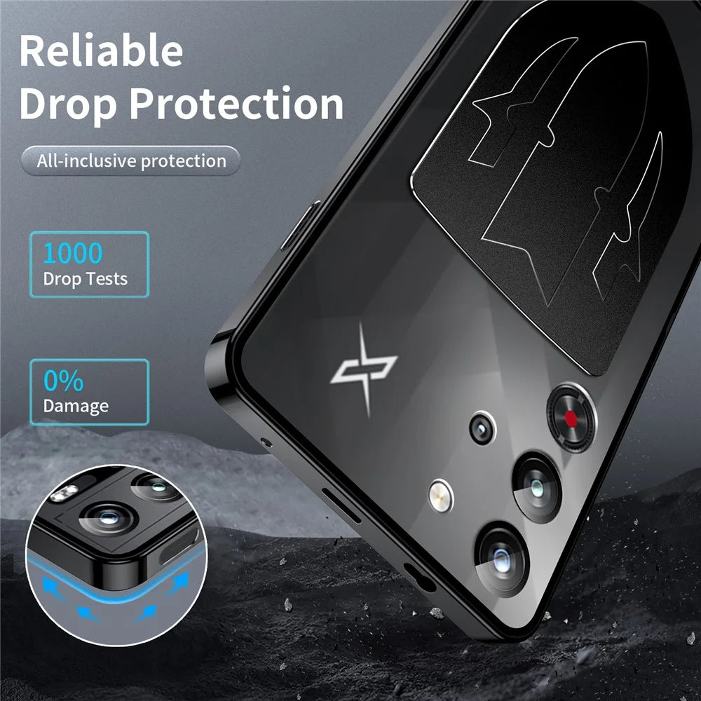 For ZTE nubia Red Magic 10 Pro 5G / 10 Pro+ 5G Case Heat Dissipation Metal Frame PC Phone Cover - Black - 3