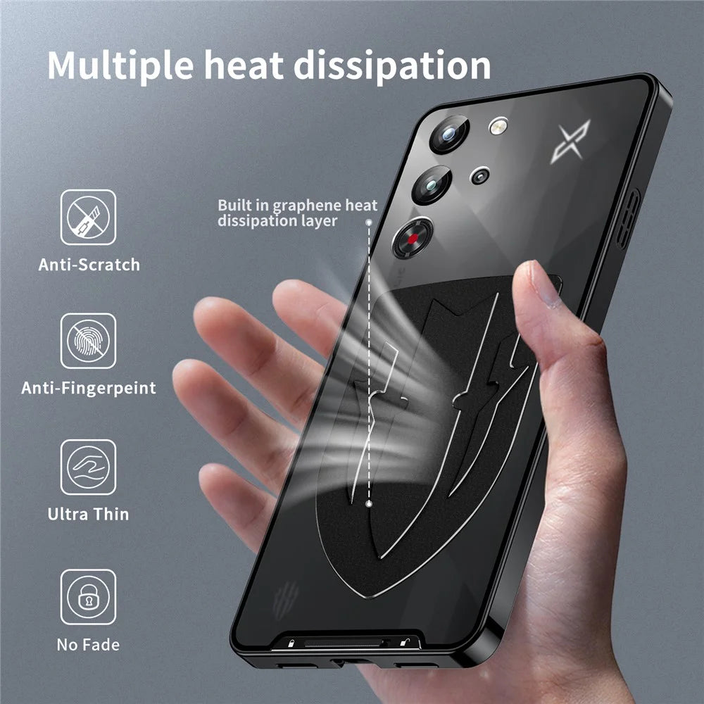 For ZTE nubia Red Magic 10 Pro 5G / 10 Pro+ 5G Case Heat Dissipation Metal Frame PC Phone Cover - Black - 4
