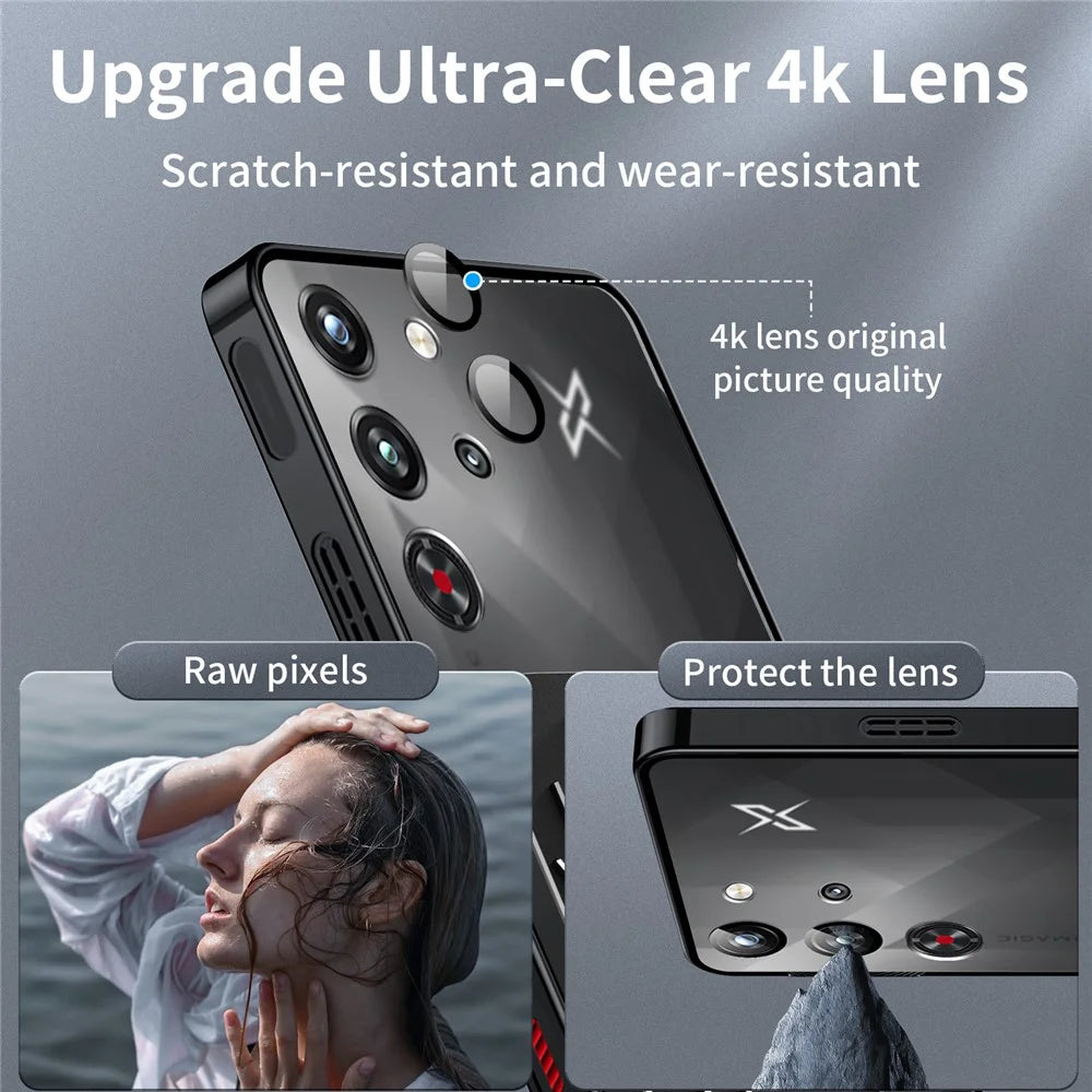 For ZTE nubia Red Magic 10 Pro 5G / 10 Pro+ 5G Case Heat Dissipation Metal Frame PC Phone Cover - Black - 6