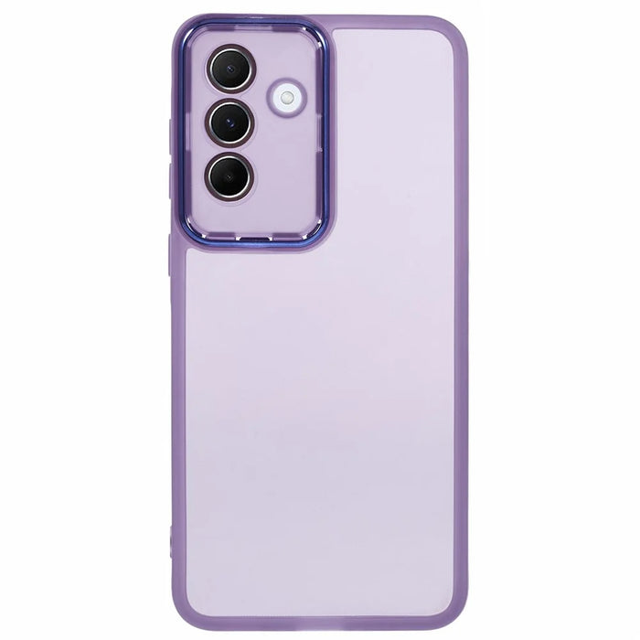 For Samsung Galaxy A26 5G Case Electroplated Camera Frame TPU Phone Cover - Transparent Purple - 1