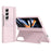 For Samsung Galaxy Z Fold3 5G PC Phone Case with Back Cover Kickstand and Tempered Glass Film - Pink - 1