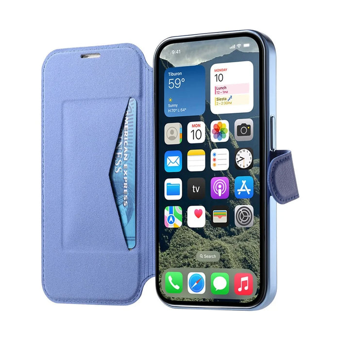 For iPhone 13 Pro Max Case Compatible with MagSafe Detachable Leather Phone Cover with Lens Film - Blue - 2