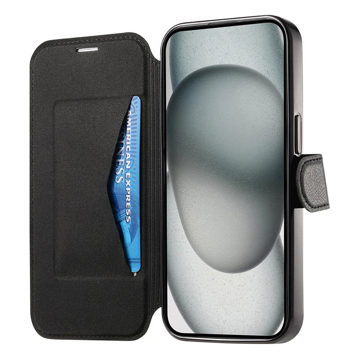 For iPhone 14 Plus Case Compatible with MagSafe Detachable Leather Phone Cover with Lens Film - Black - 2