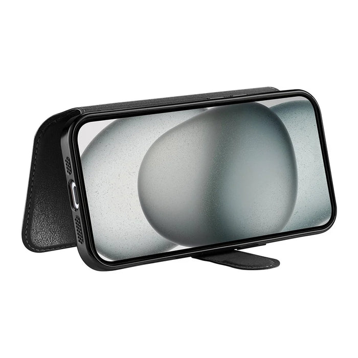 For iPhone 14 Plus Case Compatible with MagSafe Detachable Leather Phone Cover with Lens Film - Black - 3