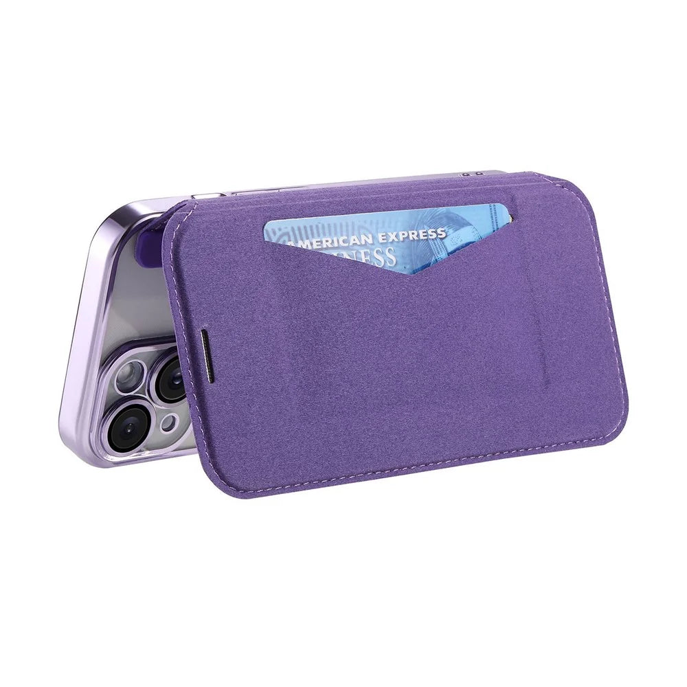 For iPhone 14 Pro Case Compatible with MagSafe Detachable Leather Phone Cover with Lens Film - Light Purple - 4