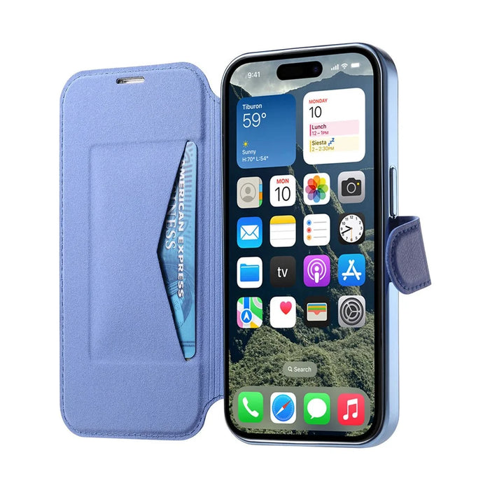 For iPhone 15 Pro Max Case Compatible with MagSafe Detachable Leather Phone Cover with Lens Film - Blue - 2