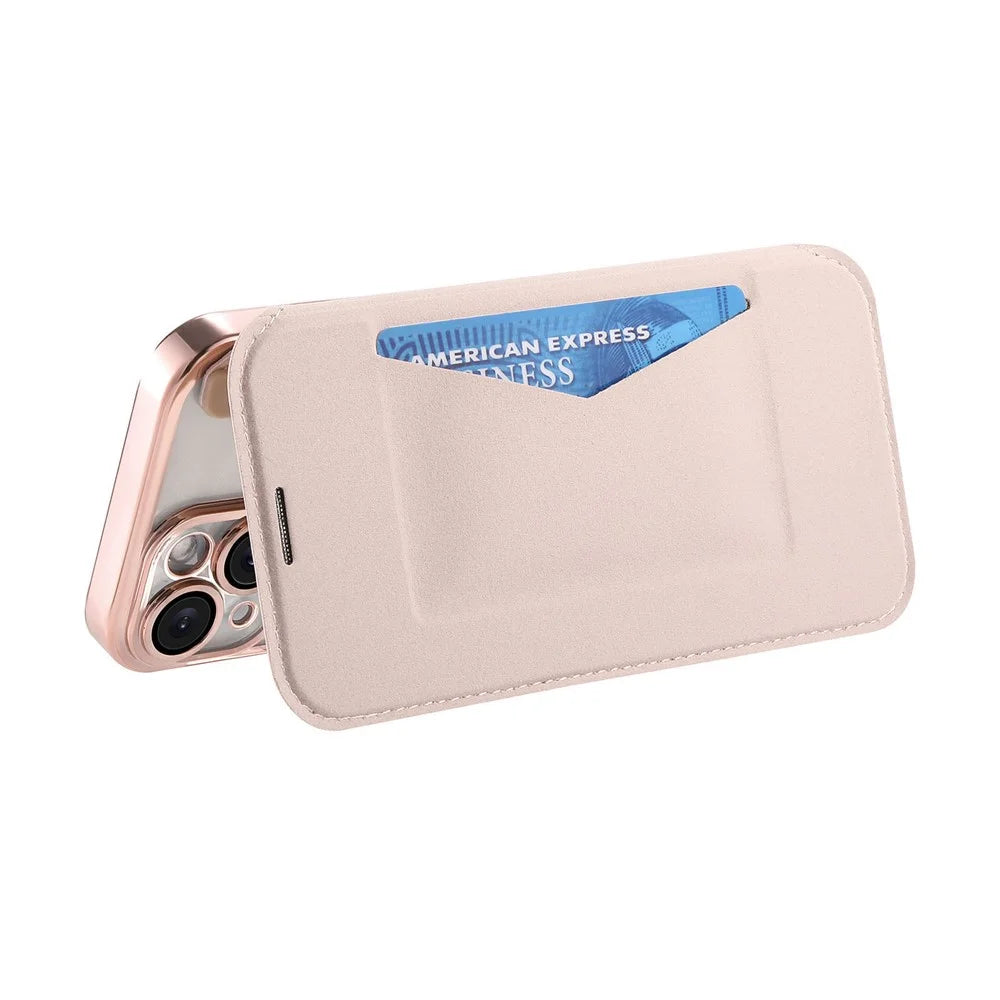 For iPhone 15 Pro Case Compatible with MagSafe Detachable Leather Phone Cover with Lens Film - Rose Gold - 4