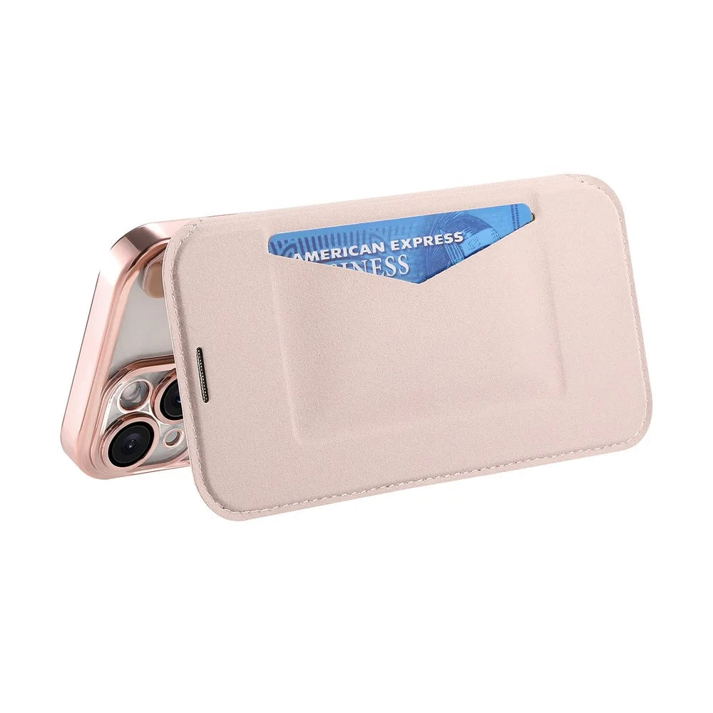 For iPhone 15 Case Compatible with MagSafe Detachable Leather Phone Cover with Lens Film - Rose Gold - 4