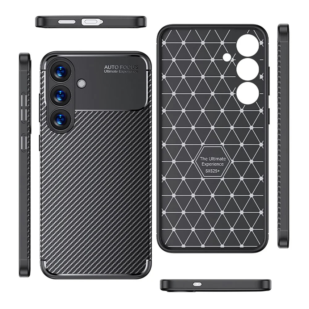 For Samsung Galaxy S25+ Case Carbon Fiber Texture TPU Phone Cover Heat Dissipation - 4