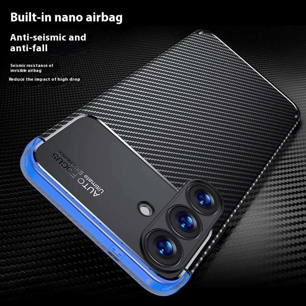 For Samsung Galaxy S25+ Case Carbon Fiber Texture TPU Phone Cover Heat Dissipation - 5