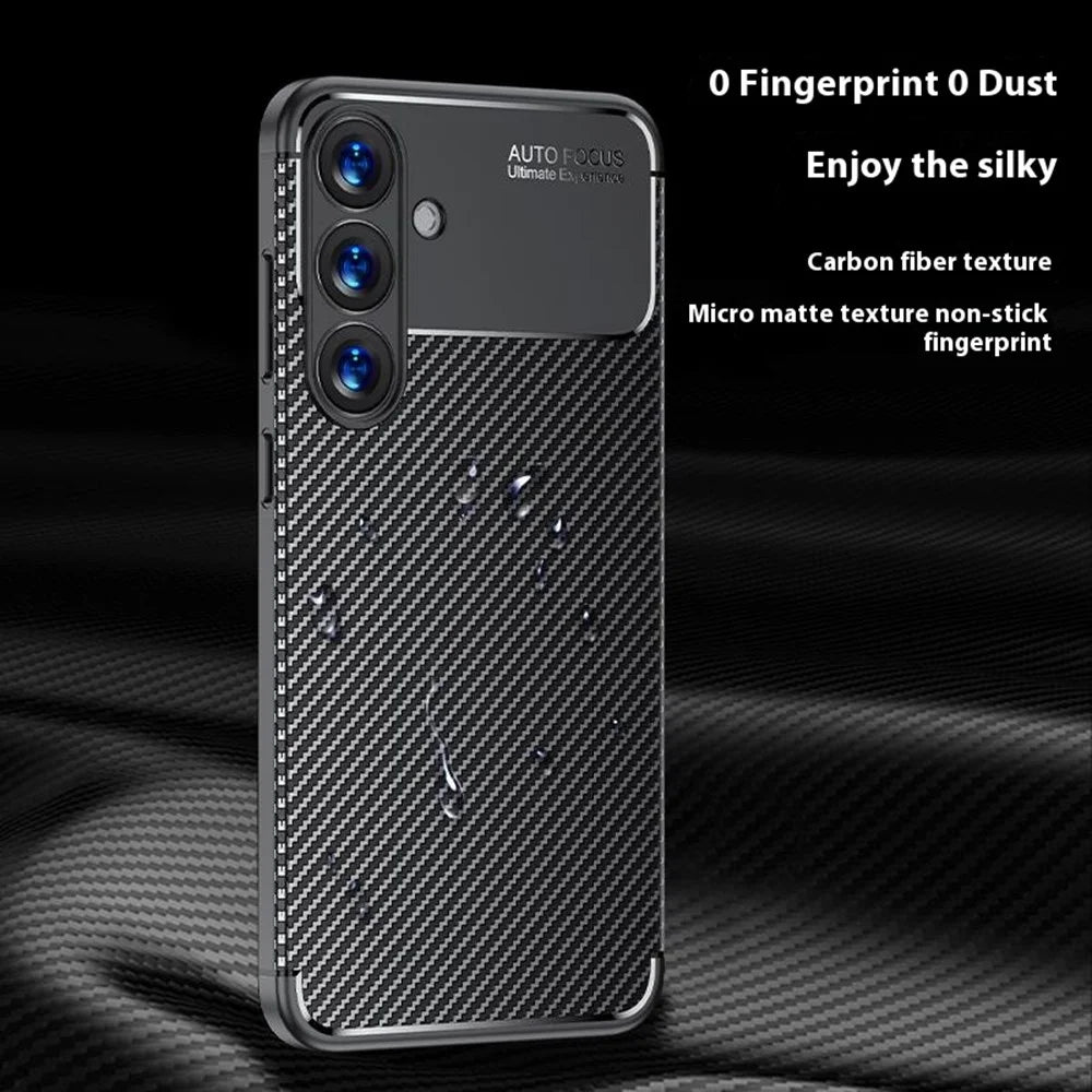 For Samsung Galaxy S25+ Case Carbon Fiber Texture TPU Phone Cover Heat Dissipation - 6