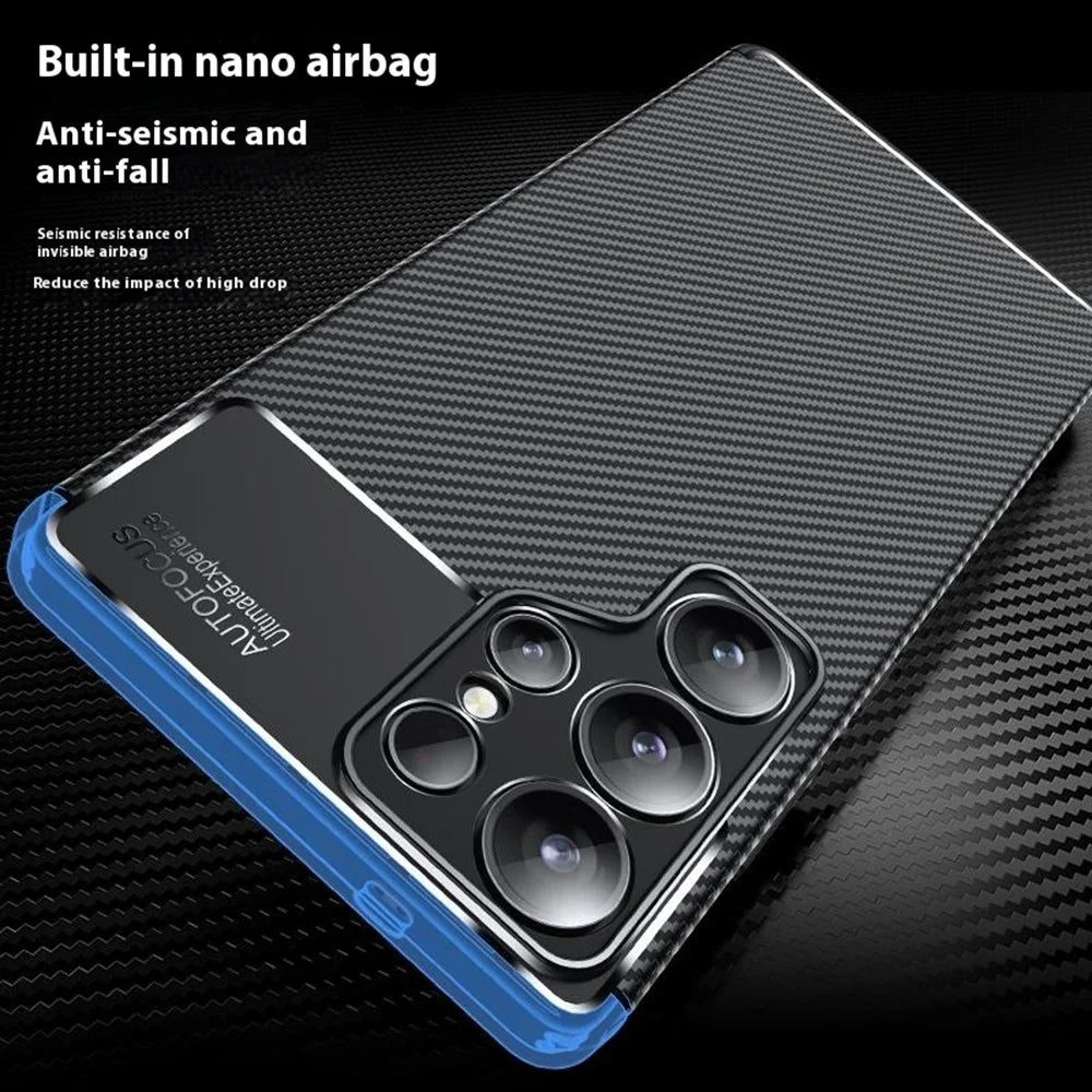 For Samsung Galaxy S25 Ultra Case Carbon Fiber Texture TPU Phone Cover Heat Dissipation - 6
