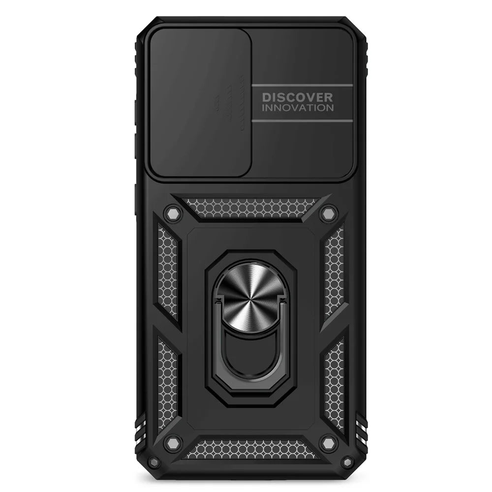For Samsung Galaxy A36 5G / A56 5G Case PC + TPU Phone Cover with Lens Protection Kickstand - Black - 3