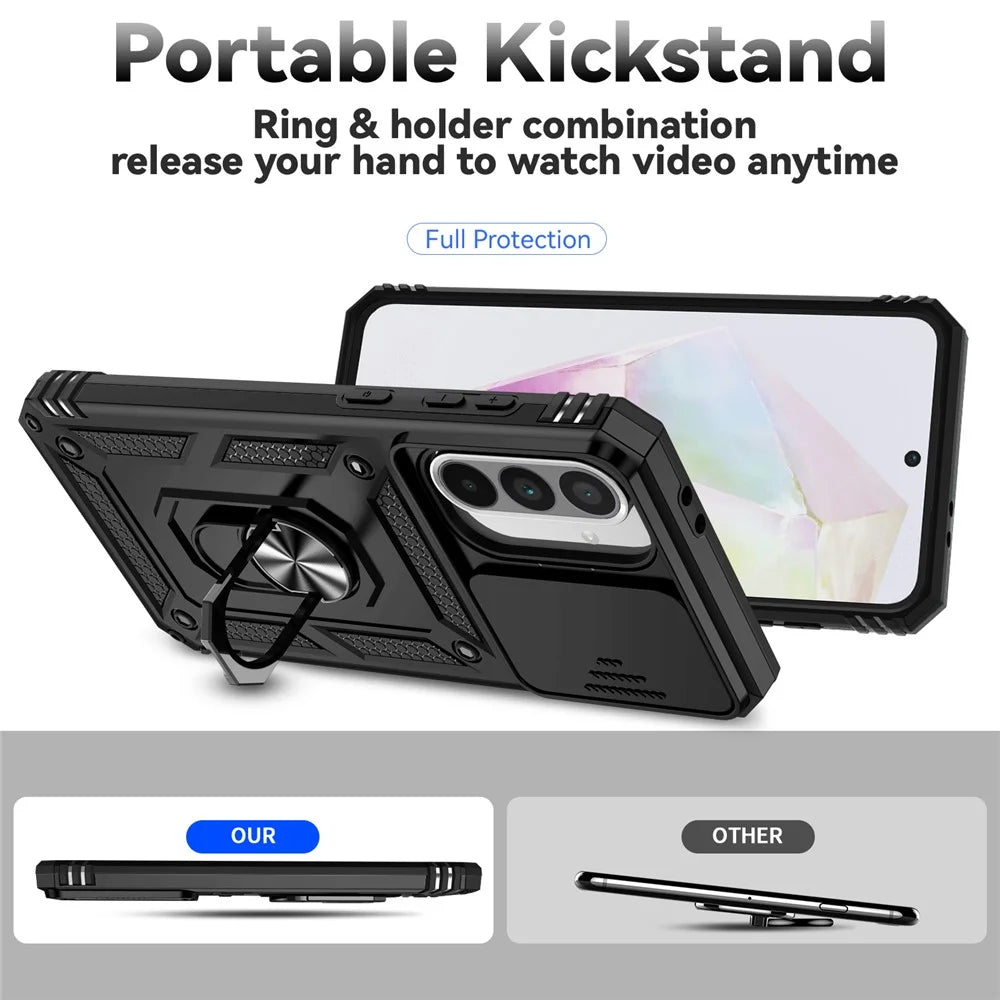 For Samsung Galaxy A36 5G / A56 5G Case PC + TPU Phone Cover with Lens Protection Kickstand - Black - 4