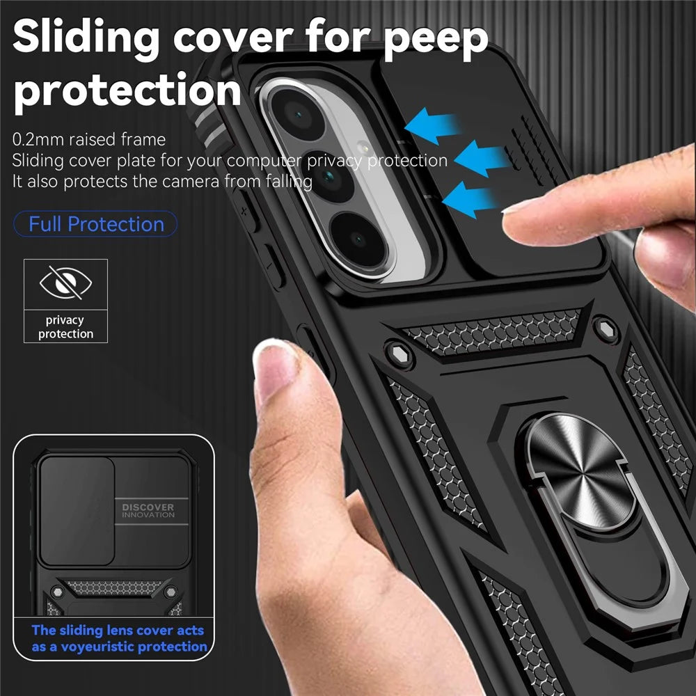 For Samsung Galaxy A36 5G / A56 5G Case PC + TPU Phone Cover with Lens Protection Kickstand - Black - 7