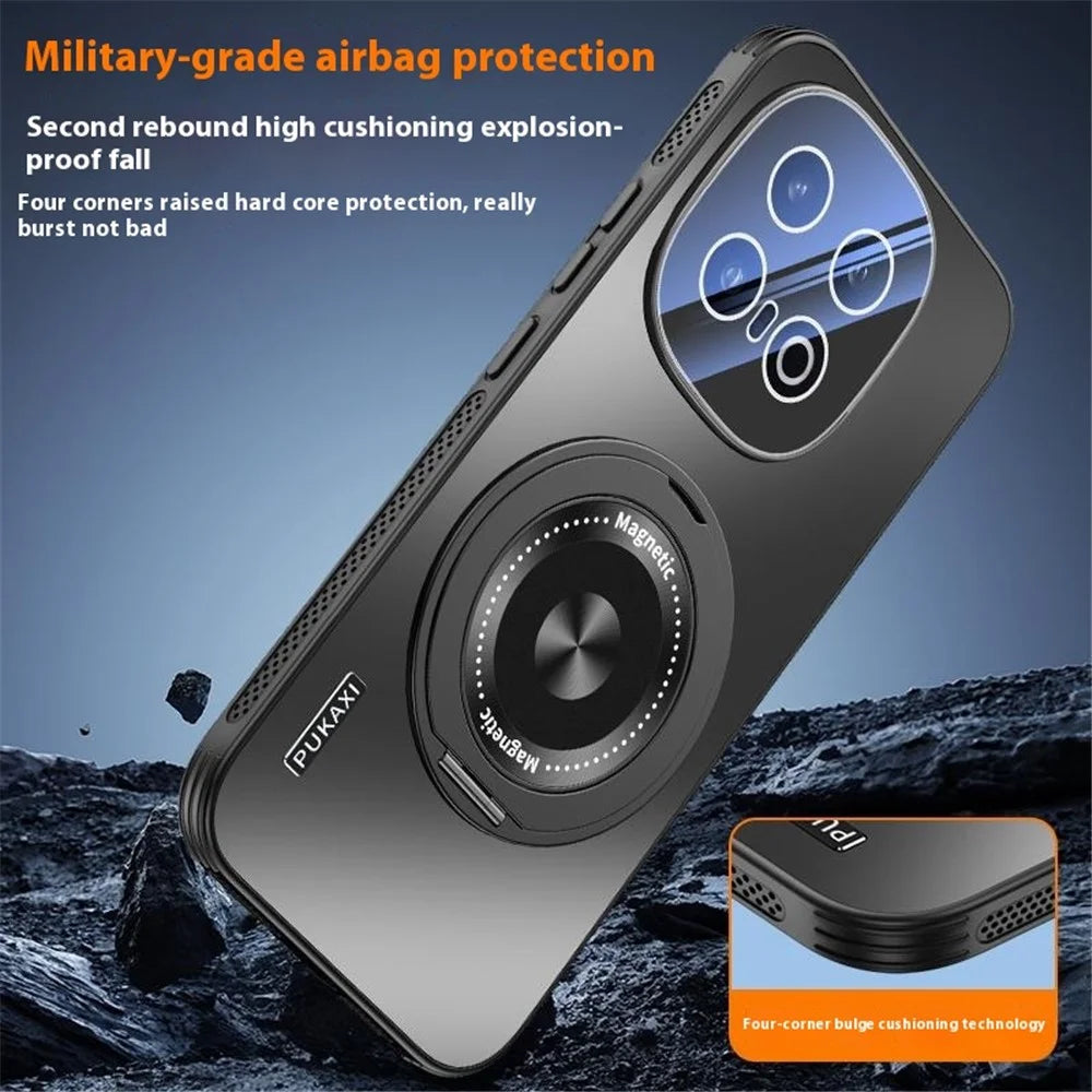 For vivo iQOO 13 5G Magnetic Case Kickstand TPU PC Heat Dissipation Phone Cover - Black - 3