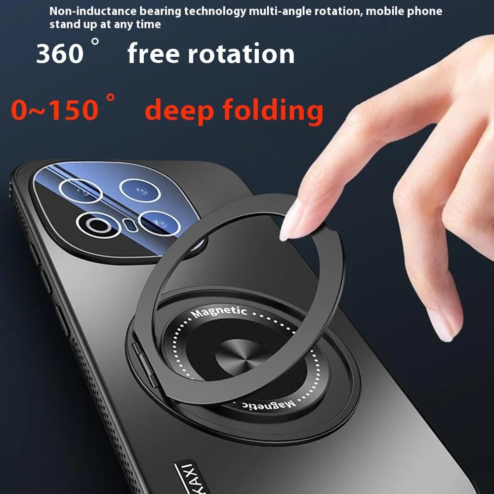For vivo iQOO 13 5G Magnetic Case Kickstand TPU PC Heat Dissipation Phone Cover - Black - 4